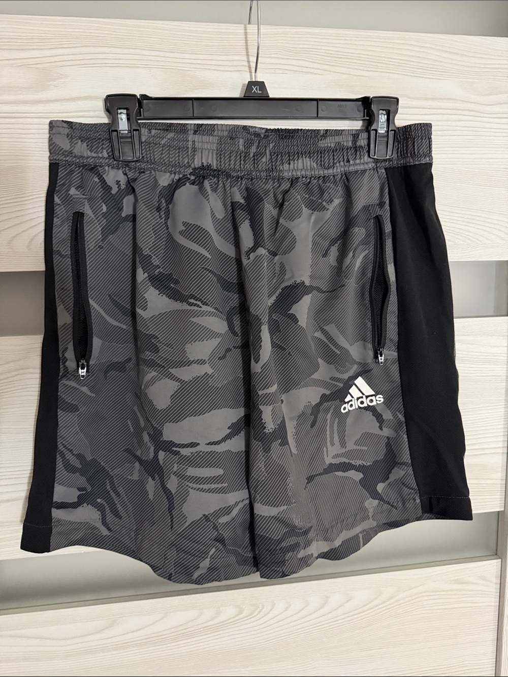 adidas Gray & Black Camo Athletic Shorts